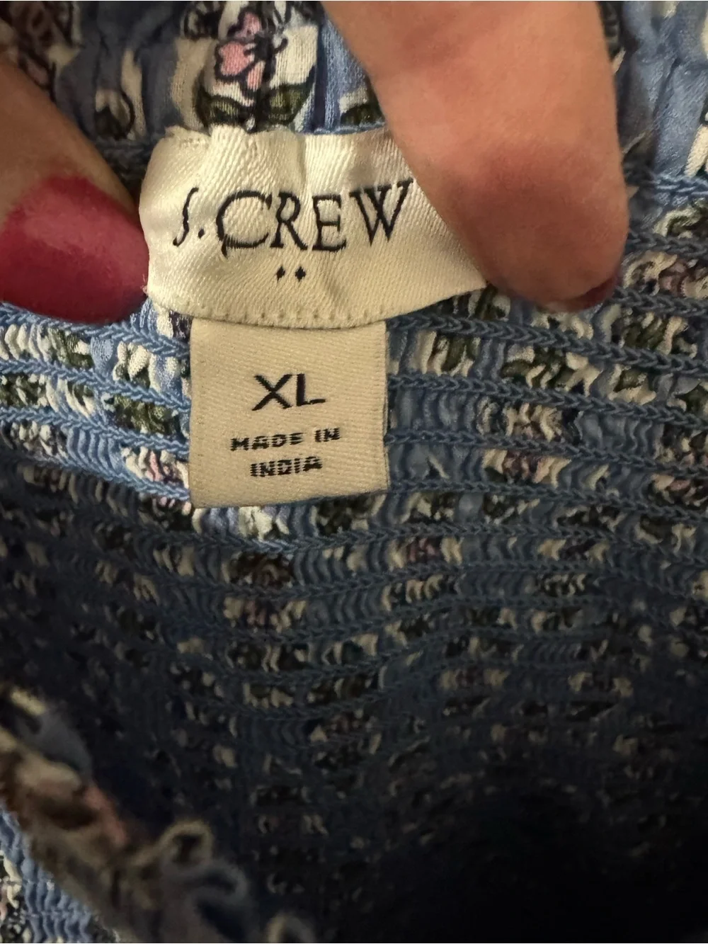 J. Crew Blue Floral Print Smocked Midi Dress